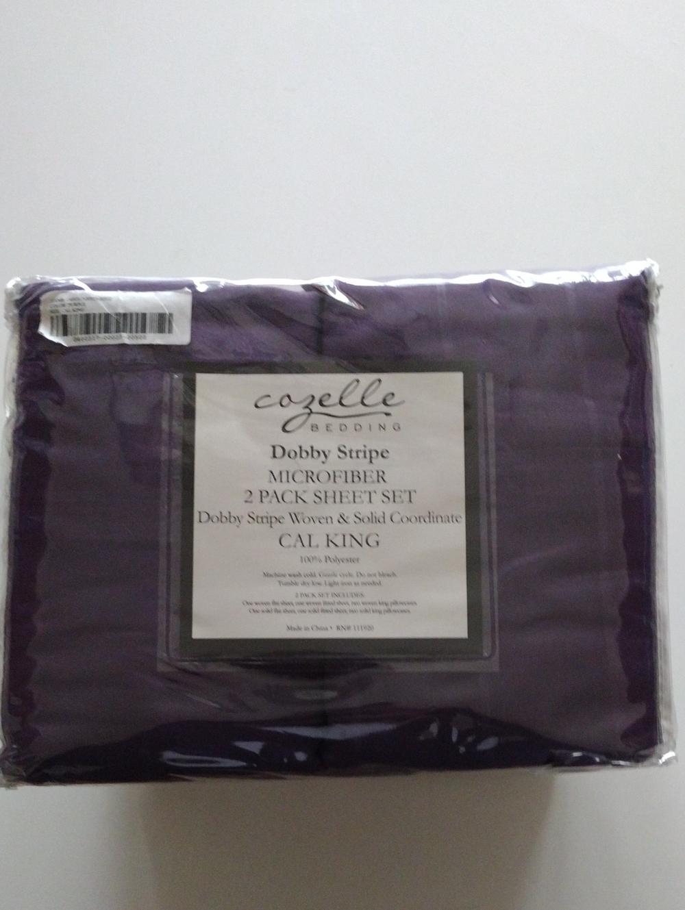 Microfiber Dobby Stripe 2-Pack Sheet Set - Purple (Cal King)